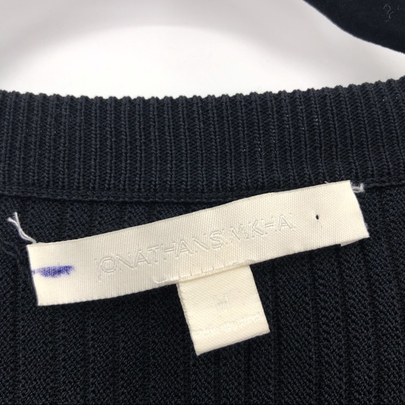 Jonathan Simkhai Ribbed Square Neck Zipper Front Black Sweater Blouse Top Medium - Picture 4 of 6